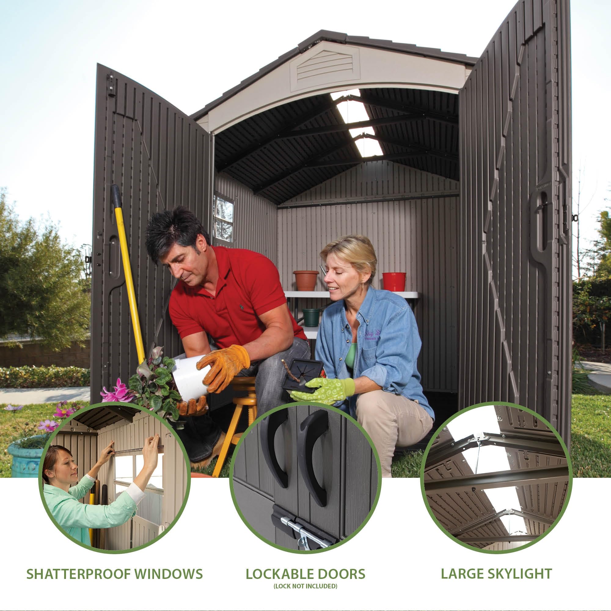 Lifetime 60310 Garden Storage Shed - 7 x 9.5 ft (213 x 289cm), HDPE, Tan