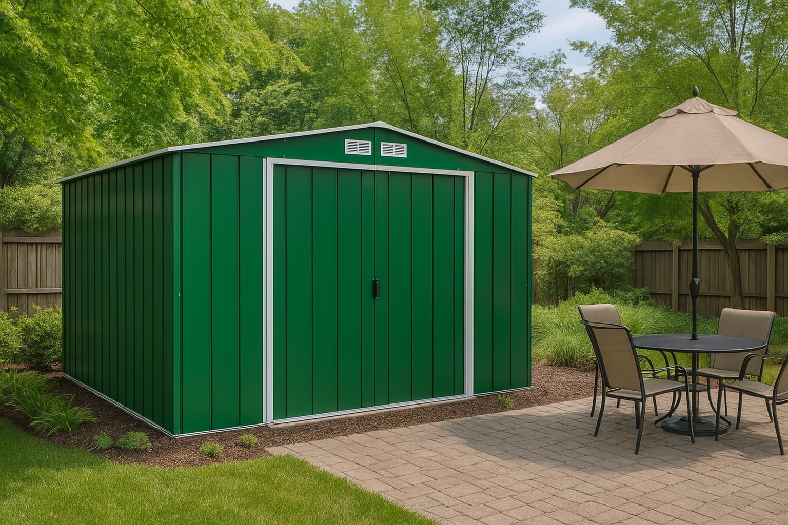 Duramax ECO Metal Garden Shed - 10 x 8 ft (7.80 m2), Galvanized Steel, Anthracite