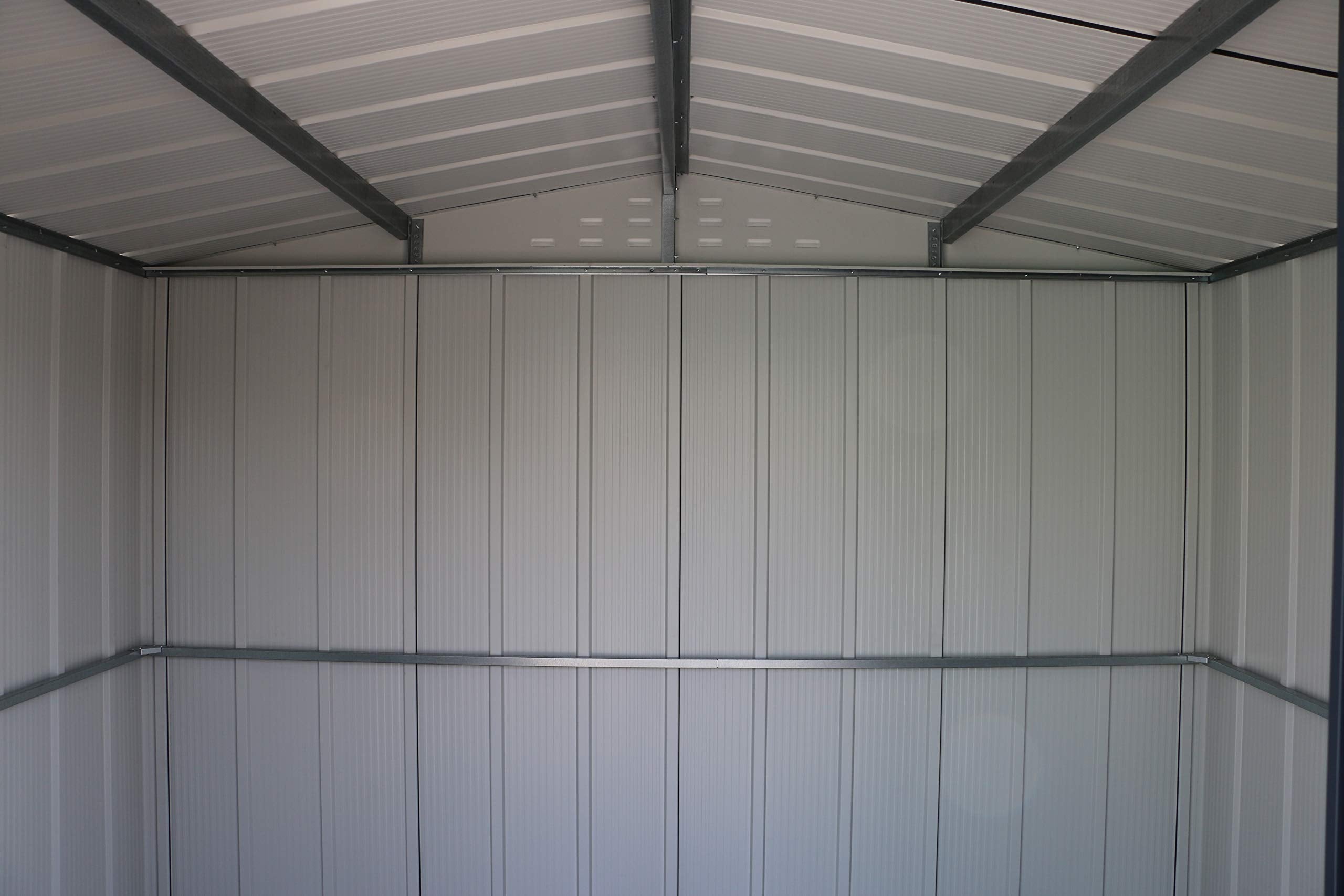 Duramax TOP Metal Garden Shed - 10 x 8 ft (7.83 m2), Galvanized Steel, Woodgrain