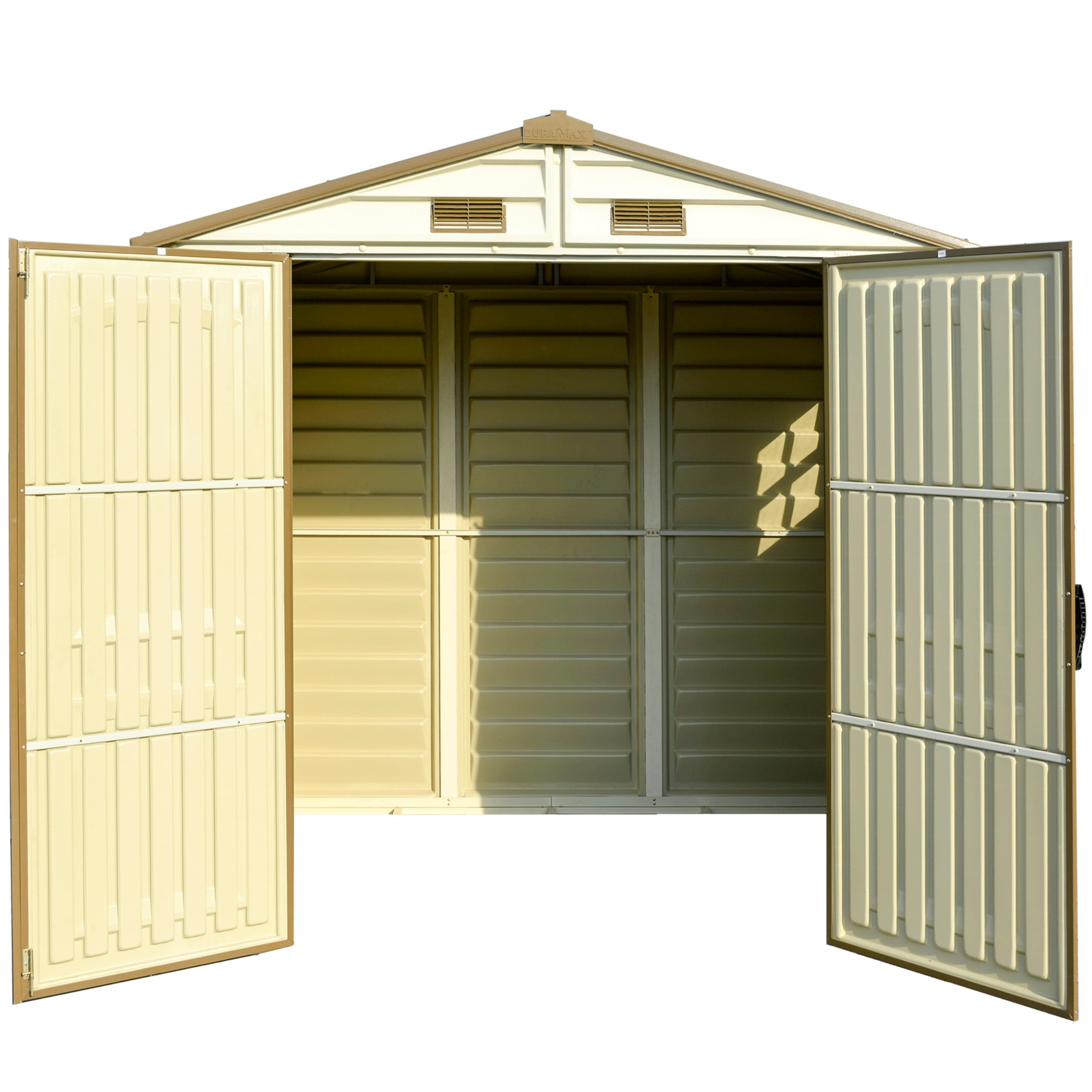 Duramax StoreAll Plastic Garden Shed - 8 x 6 ft (4.12 m2), Ivory/Brown