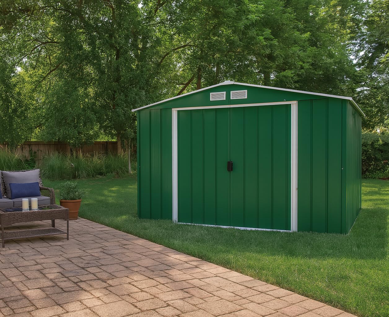 Duramax ECO Metal Garden Shed - 10 x 8 ft (7.80 m2), Galvanized Steel, Anthracite