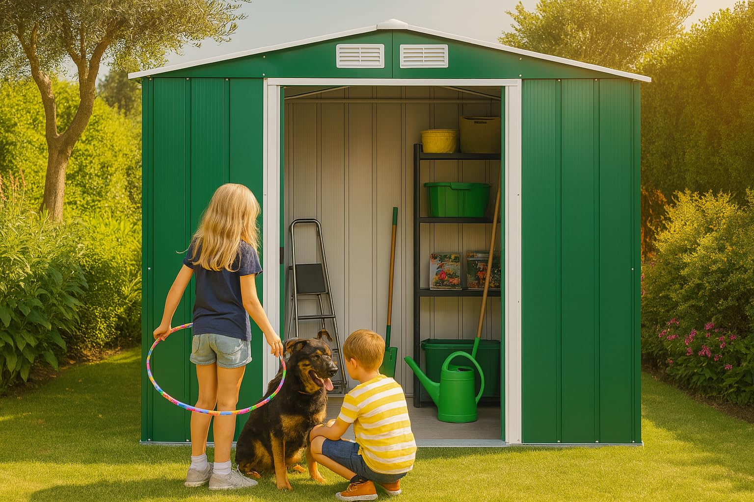 Duramax ECO Metal Garden Shed - 10 x 8 ft (7.80 m2), Galvanized Steel, Anthracite