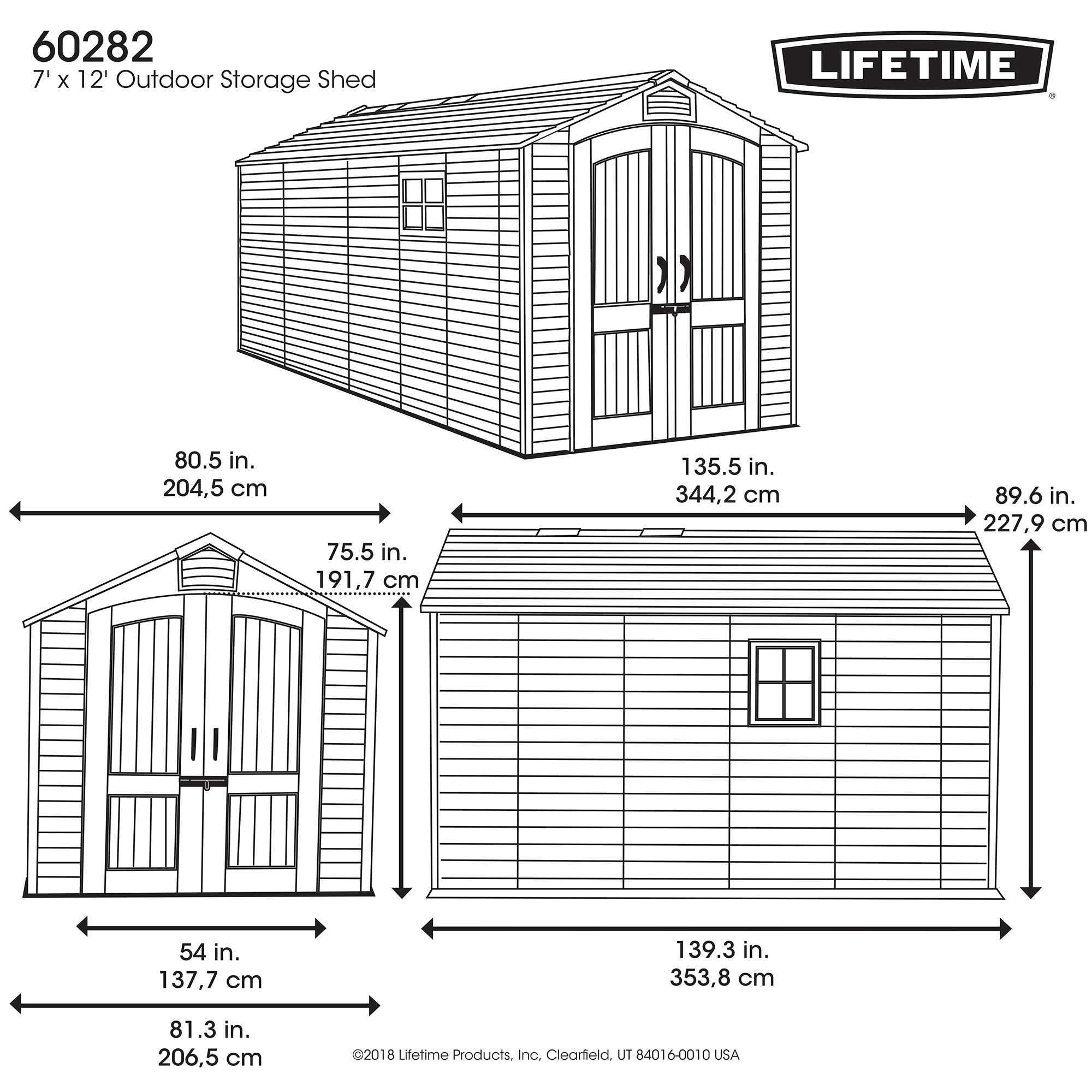 Lifetime 60310 Garden Storage Shed - 7 x 9.5 ft (213 x 289cm), HDPE, Tan