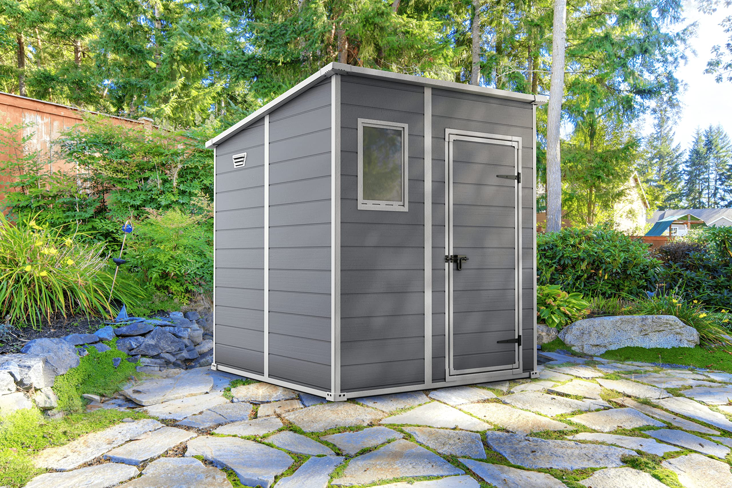 Keter Manor Pent Garden Shed - 6 x 6 ft, Grey