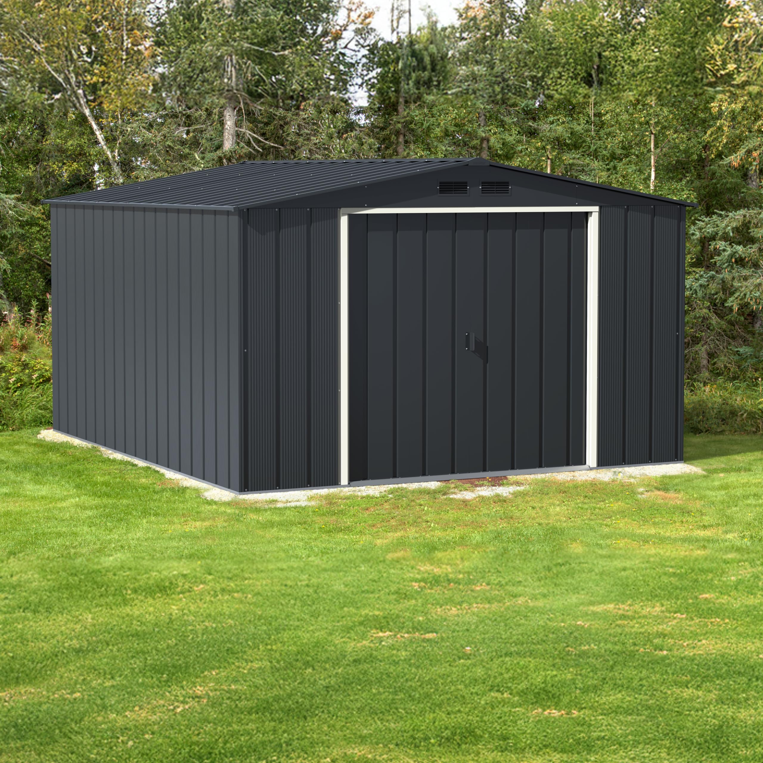 Duramax ECO Metal Garden Shed - 10 x 8 ft (7.80 m2), Galvanized Steel, Anthracite