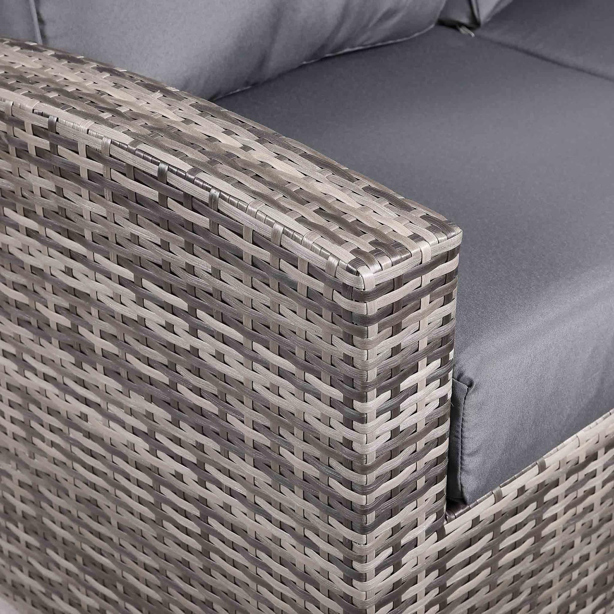 Club Rattan Harmony Corner Sofa Set, 9-Seater - High Back, Left Hand, Rising Table, Grey