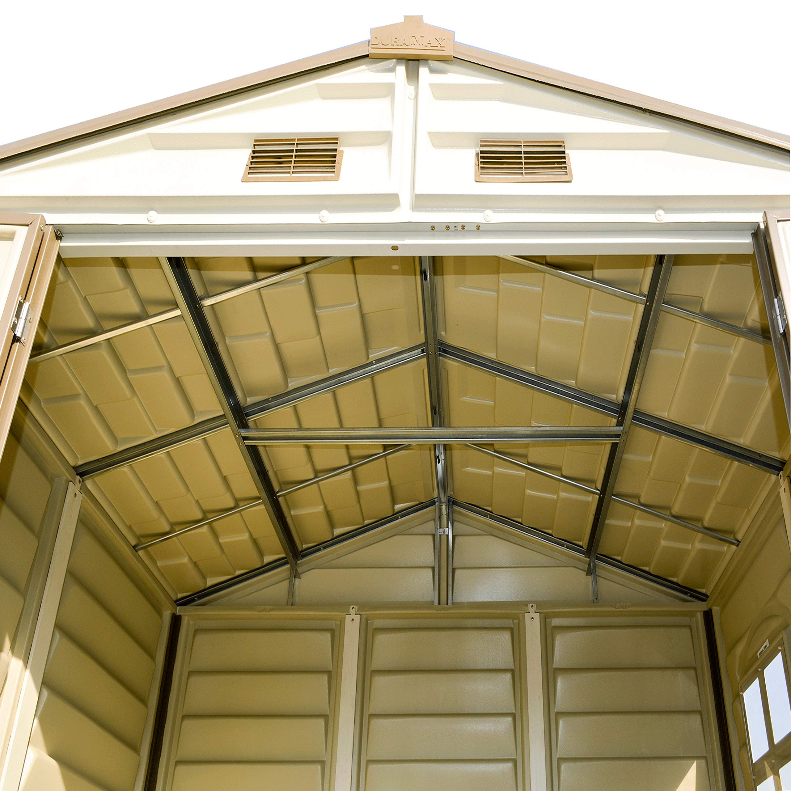 Duramax StoreAll Plastic Garden Shed - 8 x 6 ft (4.12 m2), Ivory/Brown
