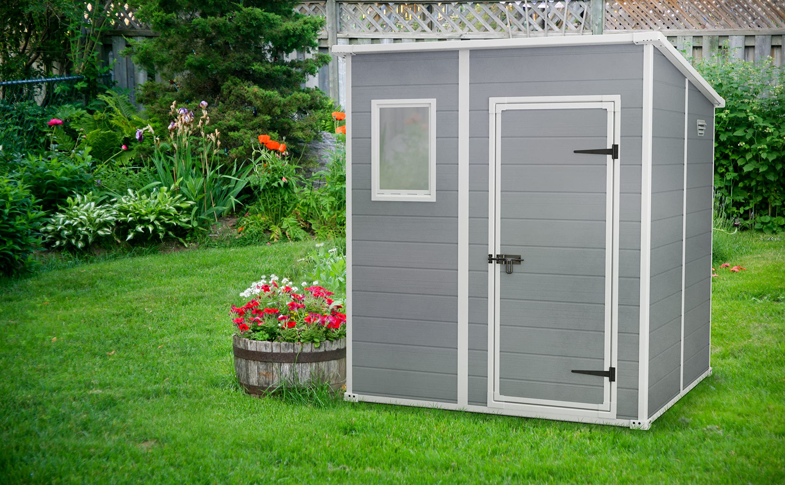 Keter Manor Pent Garden Shed - 6 x 6 ft, Grey