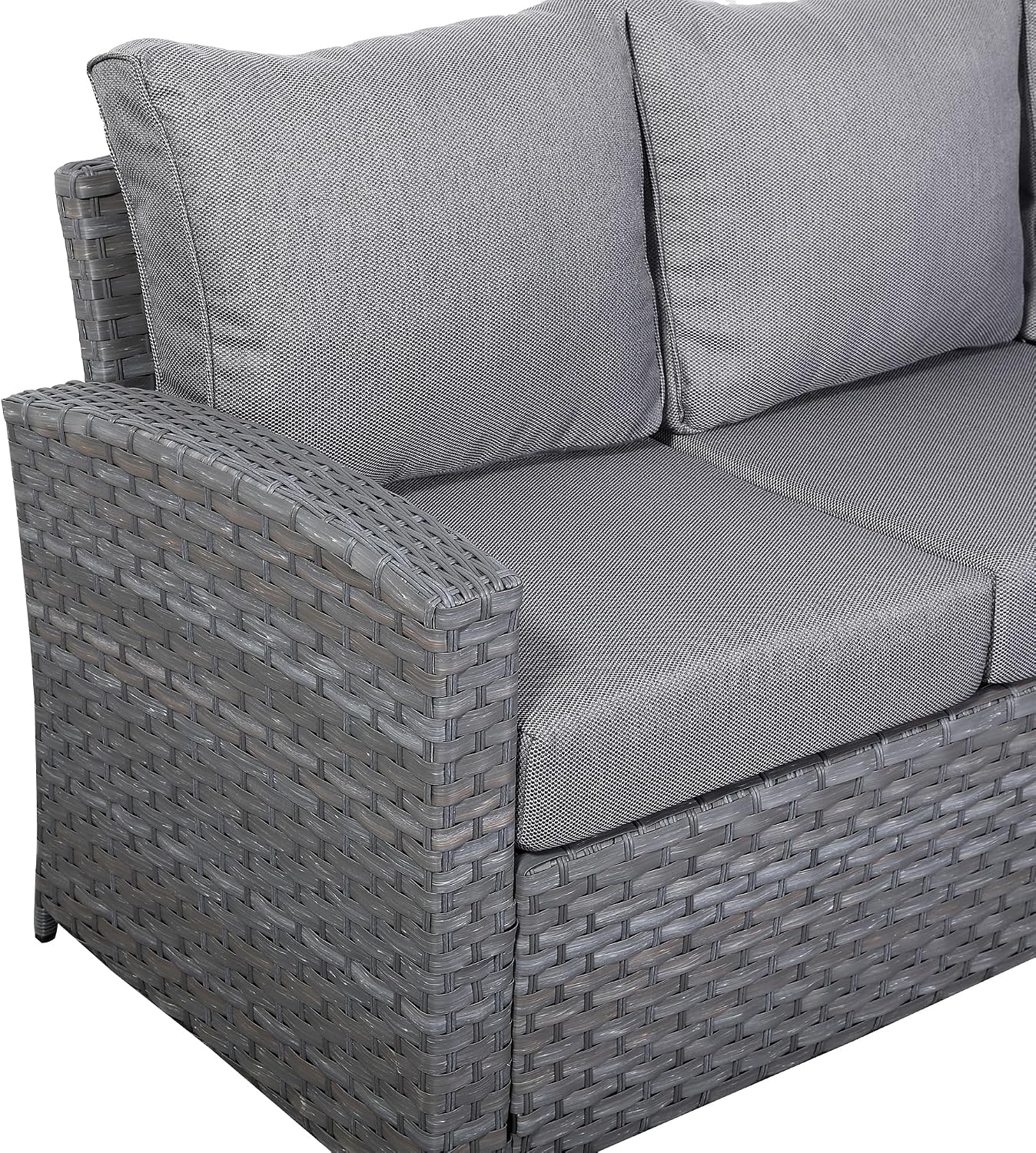 Club Rattan Harmony Corner Sofa Set, 9-Seater - High Back, Left Hand, Rising Table, Grey