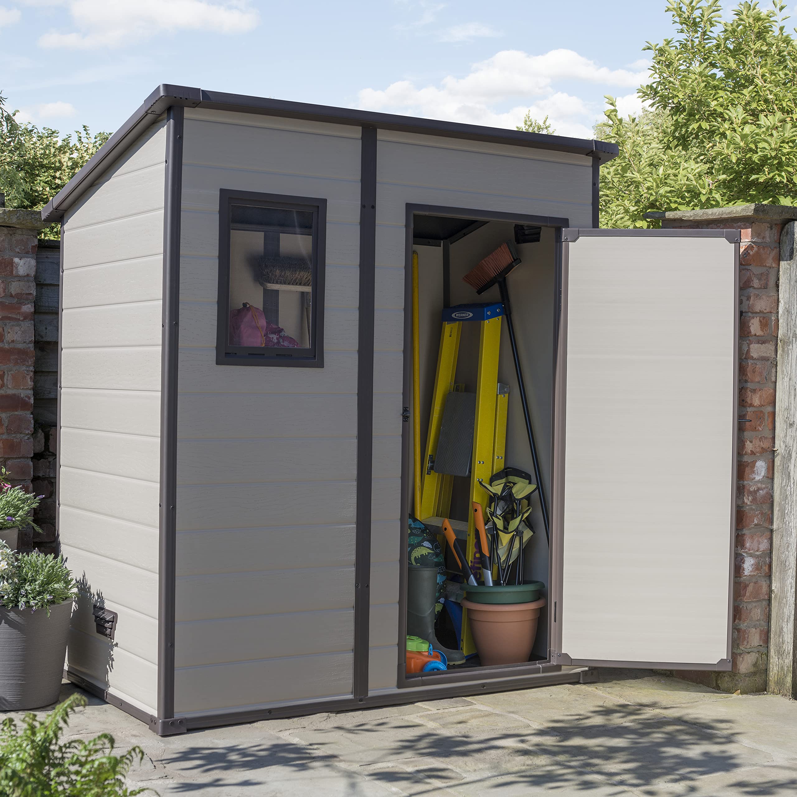 Keter Manor Pent Garden Shed, Single Door - 6 x 4 ft, Beige