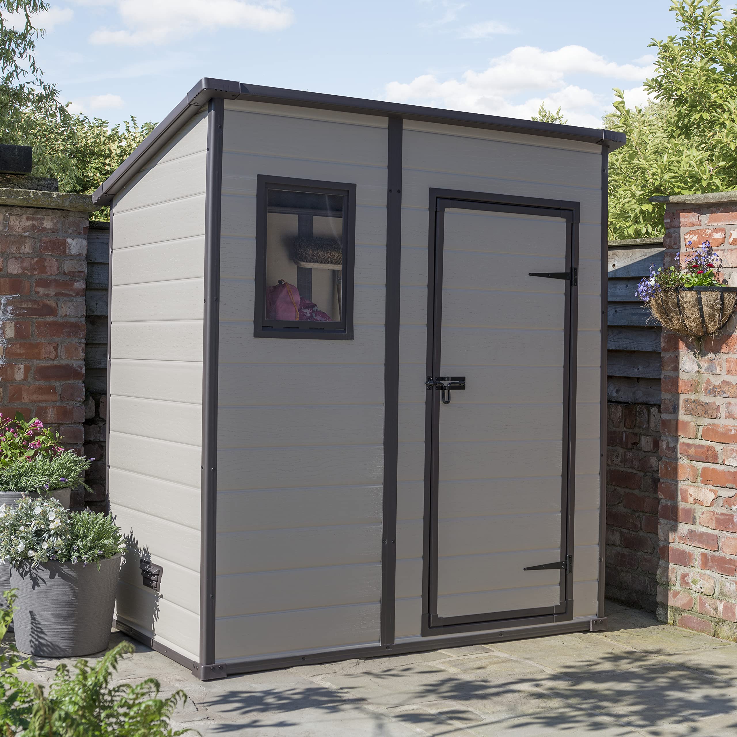 Keter Manor Pent Garden Shed, Single Door - 6 x 4 ft, Beige