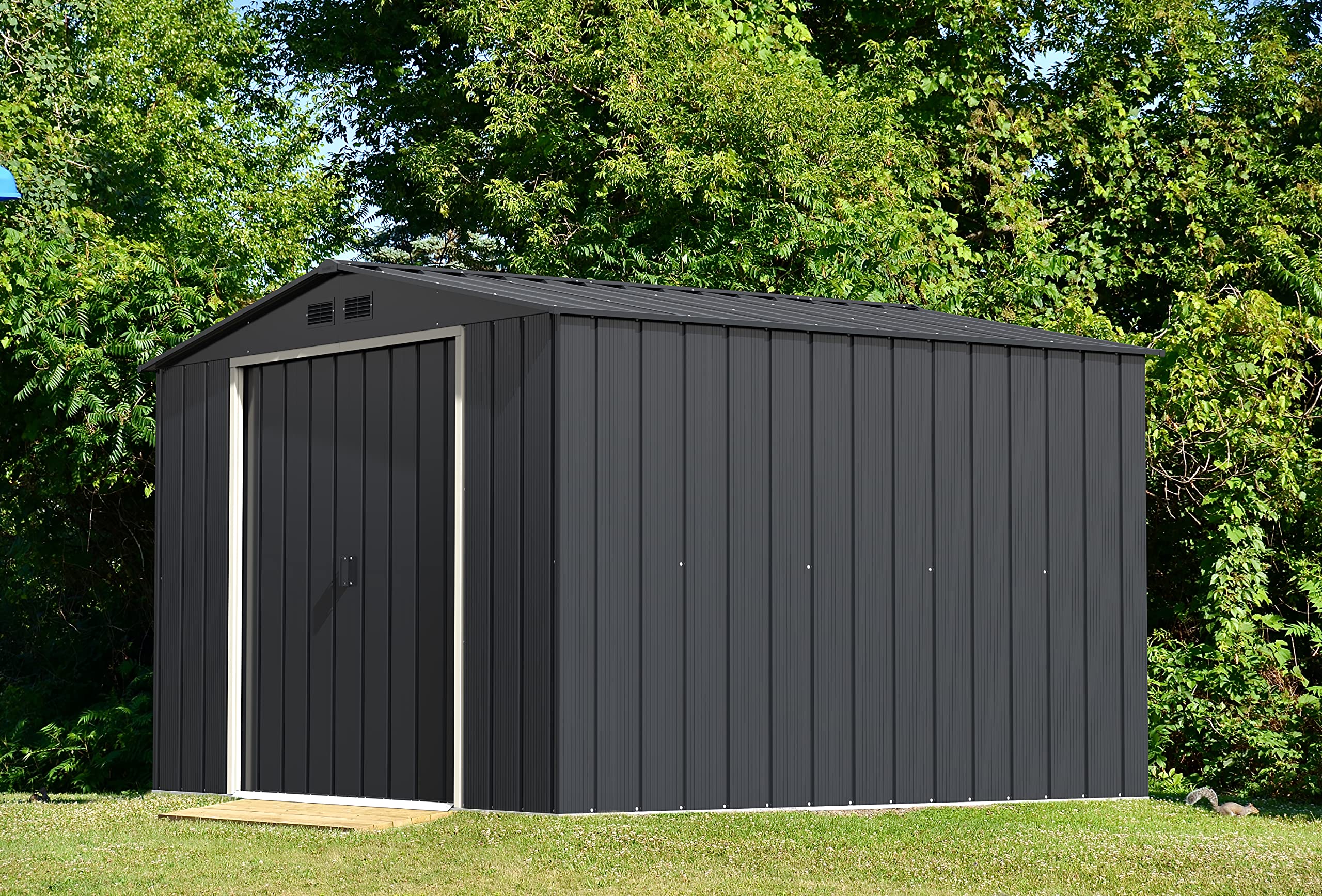 Duramax ECO Metal Garden Shed - 10 x 8 ft (7.80 m2), Galvanized Steel, Anthracite